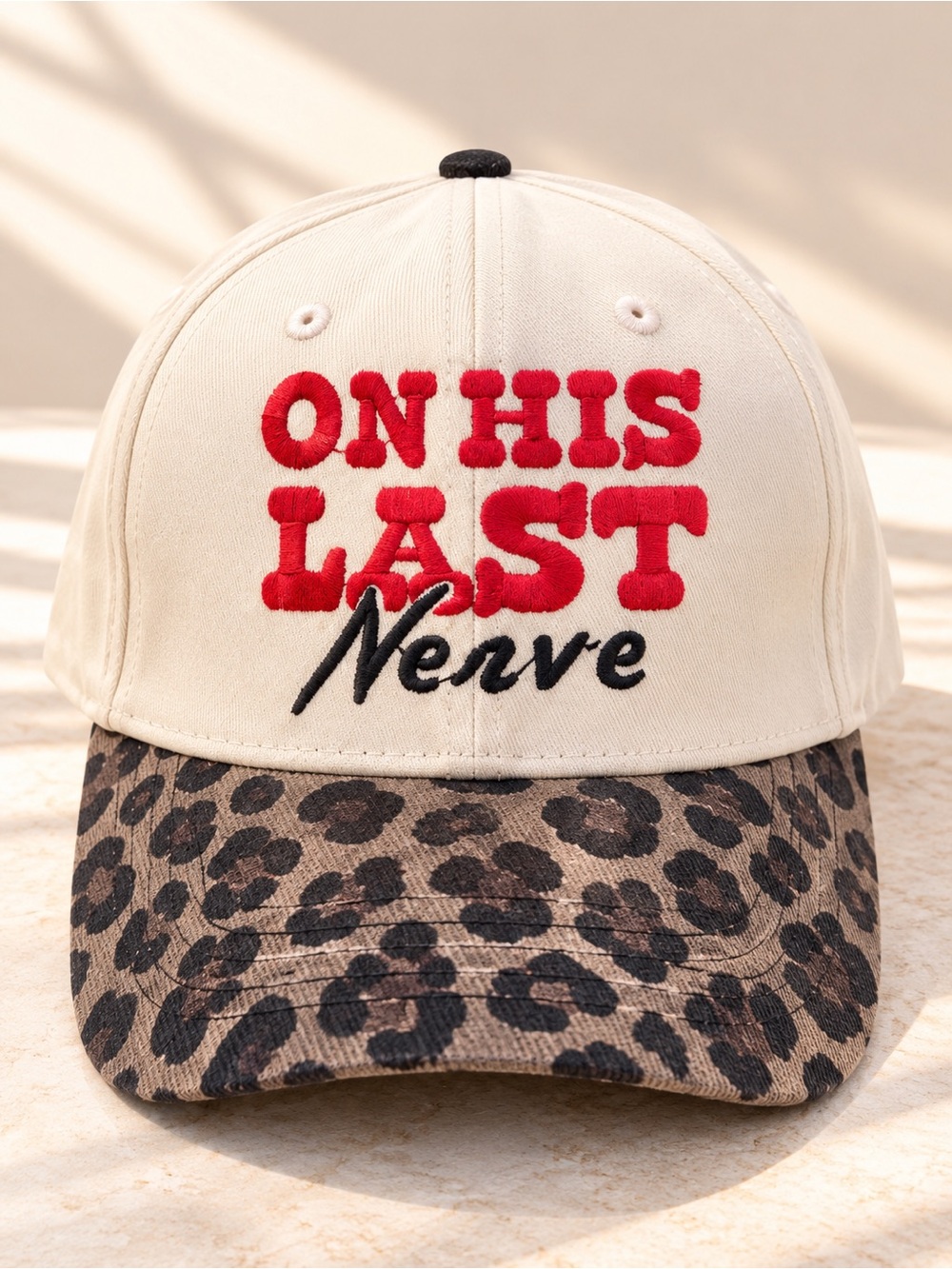 On His Last Nerve Leopard Print Snapback Trucker Hat Funny Embroidered